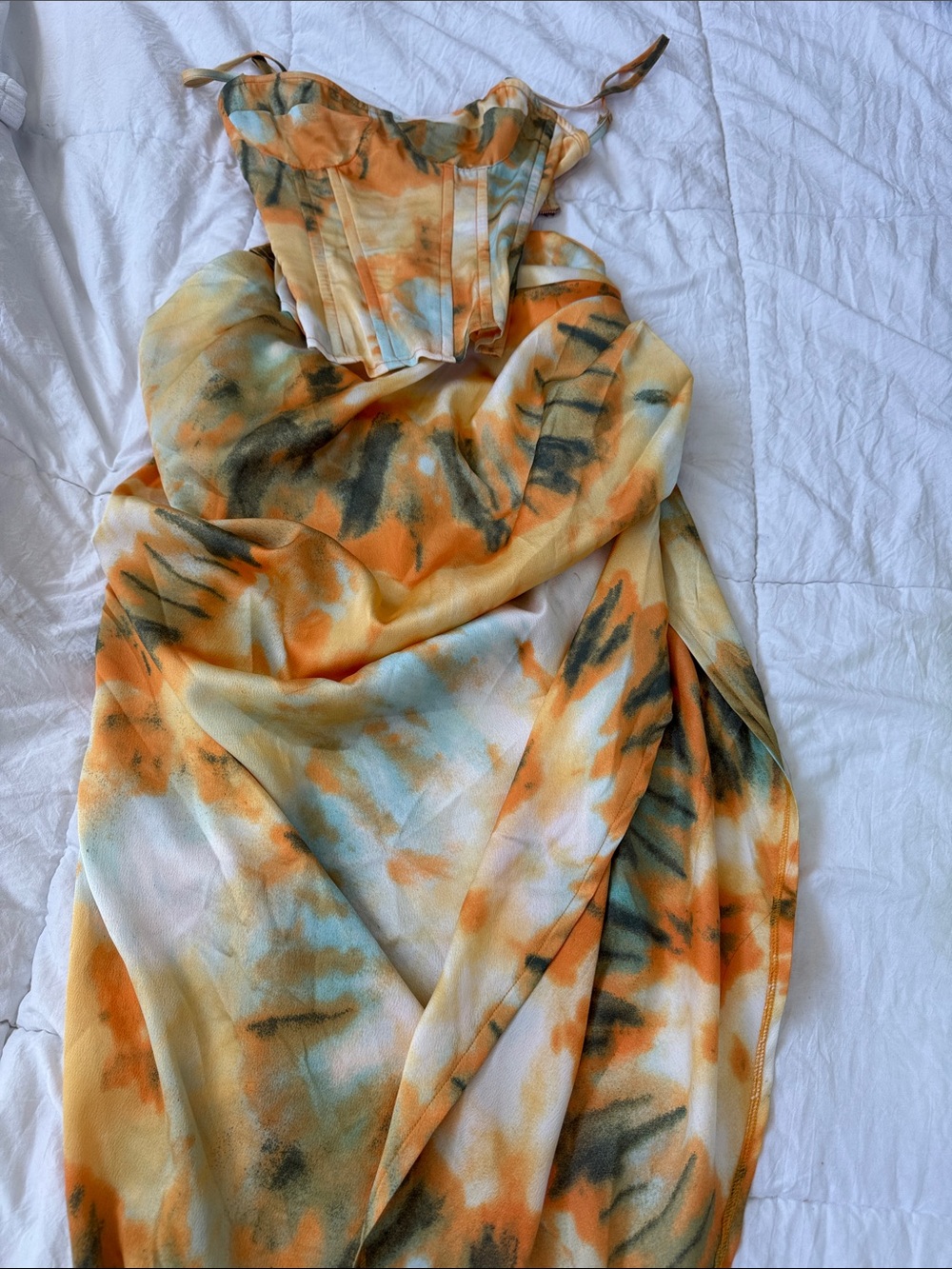 Yellow Orange Floral Midi Dress pretty little thing - Picture 6 of 6